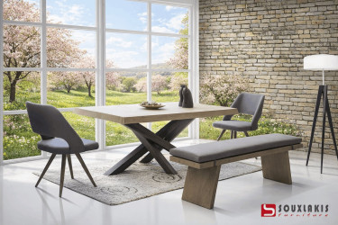 Τραπεζαρία σετ με 4 καρέκλες και 1 παγκάκι Νο4045