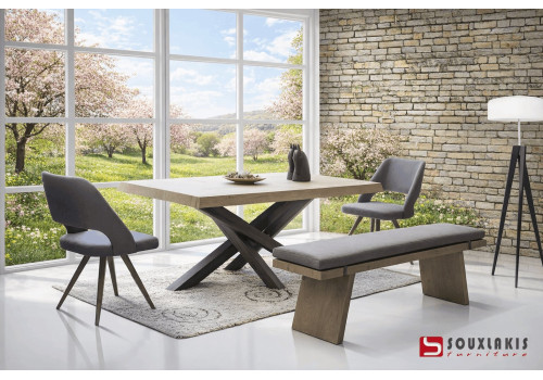 Τραπεζαρία σετ με 4 καρέκλες και 1 παγκάκι Νο4045
