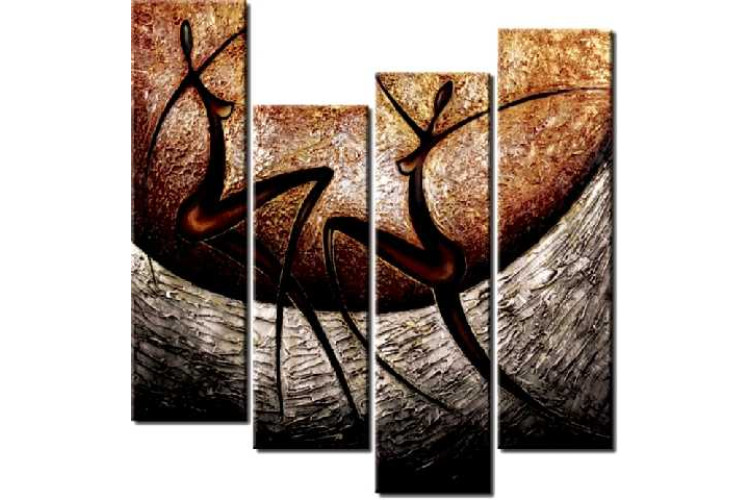 Tetraptych Painting, Volcanic dance - Dimensions: 120×110 Code: 100030 Tetraptych Painting, Volcanic dance - Dimensions: 120×110 Code: 100030