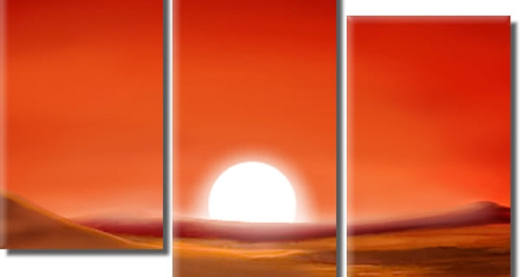 Τρίπτυχος Πίνακας - Κόκκινο ηλιοβασίλεμα Διαστάσεις: 120×80  Κωδικός: 100015