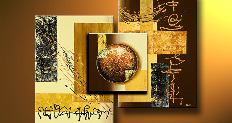 Τρίπτυχος Πίνακας σφαίρα στο κέντρο - Διαστάσεις: 80×80  Κωδικός: 100017