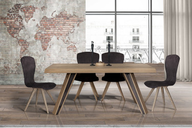 Τραπεζαρία σετ με 6 καρέκλες σε  ξύλο δρυς ρουστίκ 180×95 Νο4037